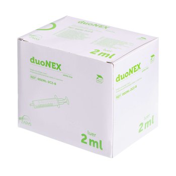 Zarys, Strzykawka j.u. 2-częściowa 2 ml Luer duoNEX, biały tłok (a'100szt.) - Zarys