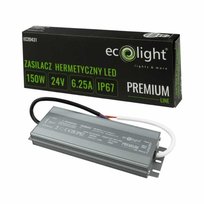 ZASILACZ LED 150W 24V 6,25A HERMETYCZNY IP67 PREMIUM ECOLIGHT DO TAŚM OPRAW