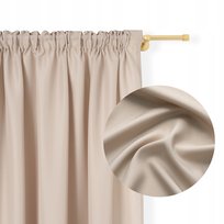 ZASŁONA GOTOWA 140x250 gładka MATOWA na TAŚMIE żabki tunel JASNY BEŻ