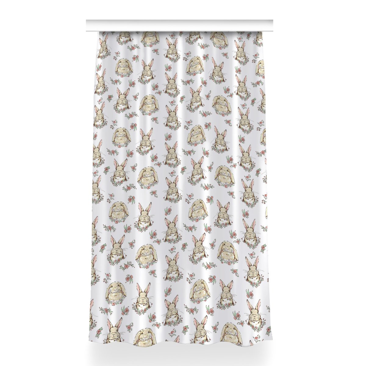Zasłona gotowa Króliki jasnobrązowe wzór 150x260, Fabricsy