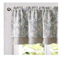 Zasłona gotowa lambrekin do kuchni imitacja lnu beżowe we wzory 45x125cm