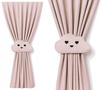 Zasłona pudrowy róż 155 cm z chmurką - na taśmie / tunel / żabki 145x155