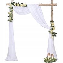 ZASŁONA ŚLUBNA SZYFON 130X550 BIAŁA DEKORACJA KORYTARZA SCENY