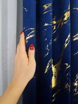 Zasłona Welurowa Marmurek Granat Złoty Welur do Salonu Pokoju na Taśmie Firany Gotowe Wyprzedaż