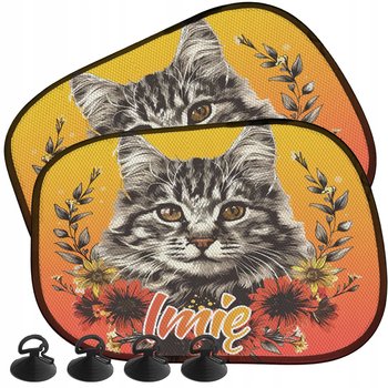 ZASŁONKI PRZECIWSŁONECZNE DO AUTA KOTY KOTKI CAT KWIATKI PREZENT DZIECKA - Wyczaruj prezent