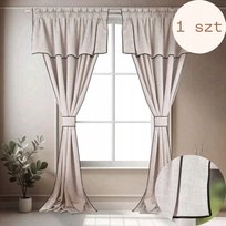 Zasłony gotowe lniane BOHO z falbaną panel sztora LEN 135/250cm