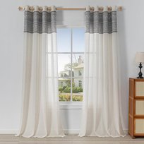 Zasłony na Przelotkach 2 Sztuki 245x140cm Półprzezroczyste Wygląd Lnu Białe