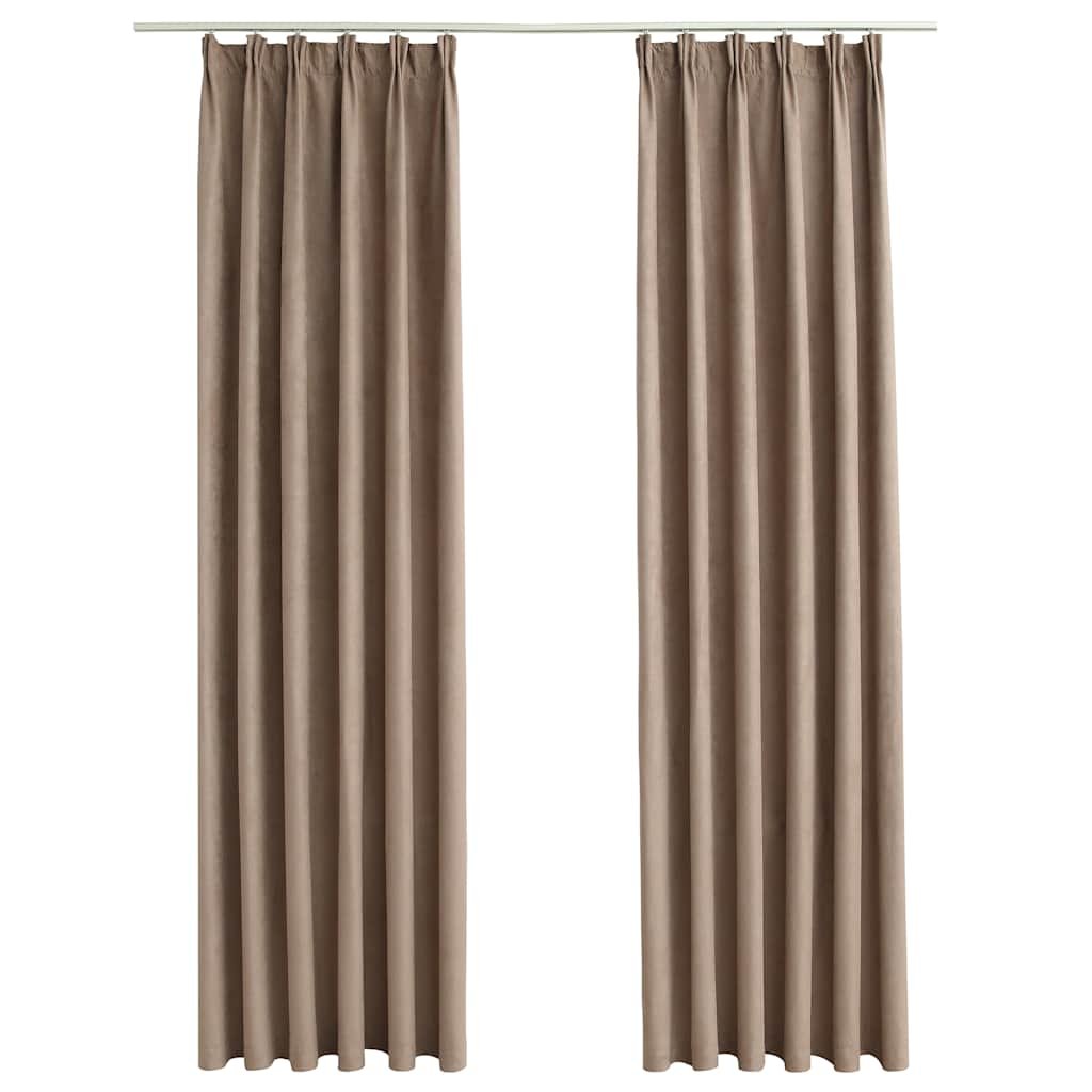 Zasłony zaciemniające z haczykami VIDAXL, taupe, 140x175 cm, 2 szt.