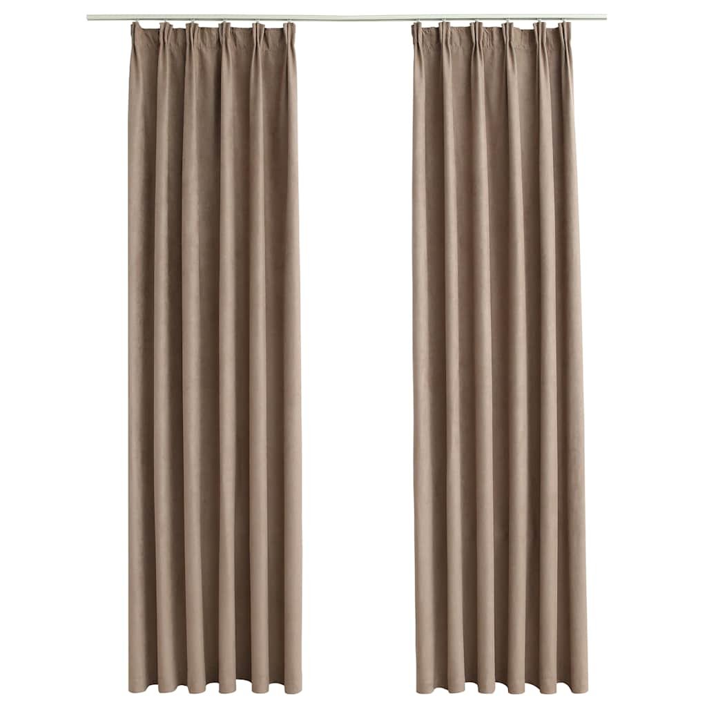 Zasłony zaciemniające z haczykami VIDAXL, taupe, 140x225 cm, 2 szt.