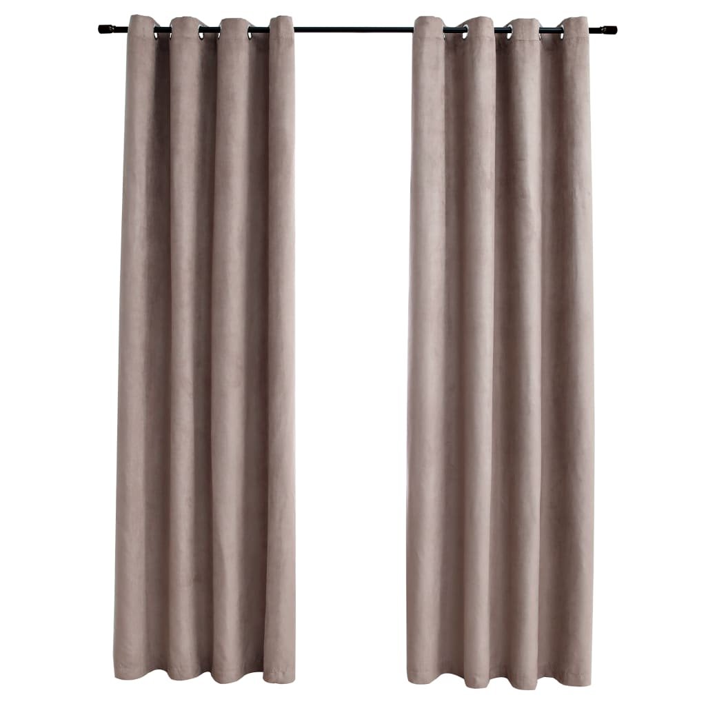 Zasłony zaciemniające z kółkami VIDAXL, taupe, 140x175 cm