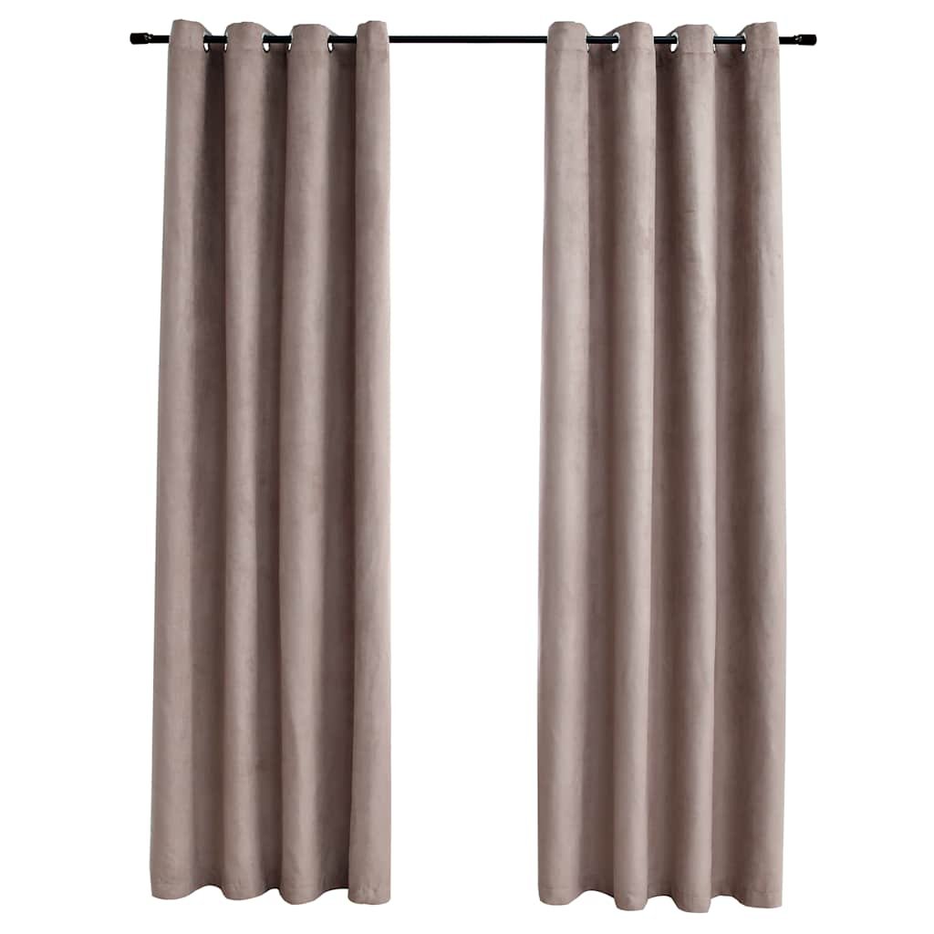 Zasłony zaciemniające z kółkami VIDAXL, taupe, 140x225 cm