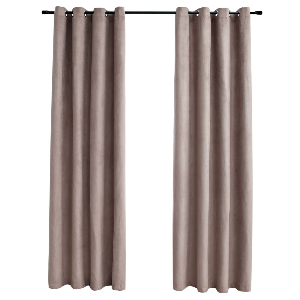 Zasłony zaciemniające z kółkami VIDAXL, taupe, 140x245 cm