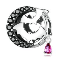 Zawieszka Charms SREBRO 925 Koralik Księżyc Nietoperze Halloween Sfera Damska