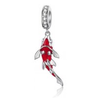 Zawieszka Charms SREBRO 925 Koralik Ryba Karp Koi Sfera Damska