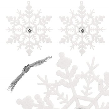 Zawieszka choinkowa 2 szt. śnieżynka 12 cm świąteczna ozdoba biała brokat - Springos
