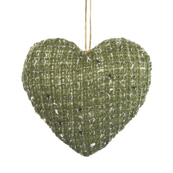 Zawieszka dekoracyjna serce 3X9X10CM zielony x6 - Eurofirany
