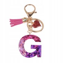Zawieszka do kluczy G - brokat, serduszko, różowy detal