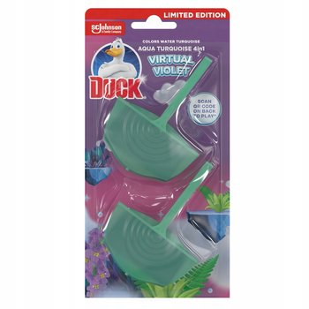 ZAWIESZKA DO TOALETY DUCK 4-W-1 KOSTKA DO WC 2X36G BARWI WODĘ NA TURKUSOWO - Duck