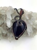 Zawieszka miedziana 3.2x1.6 cm, noc Kairu, znak Ryby, łańcuszek mosiężny kulkowy 45 cm, przedłużka Ludwika Lipińska