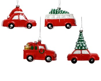 Zawieszka na choinkę czerwony samochód świąteczny - ABC