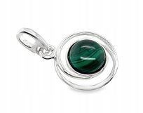 Zawieszka srebrna z naturalnym malachitem zielonym kamień srebro 925