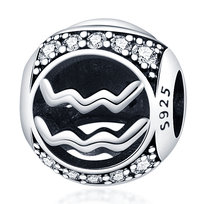 Zawieszka Srebro 925 Charms Koralik Do Pandora Znak Zodiaku Wodnik