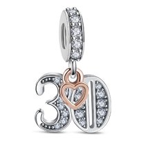 Zawieszka SREBRO 925 Charms koralik Urodziny Cyfra 30 Sfera Damska