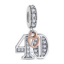 Zawieszka SREBRO 925 Charms koralik Urodziny Cyfra 40 Sfera Damska