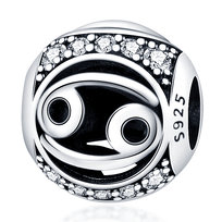 Zawieszka Srebro 925 Charms Koralik Znak Zodiaku Rak Sfera Damska