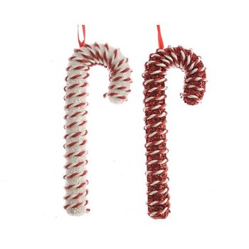 Zawieszka świąteczna laska cukrowa zakręcony sznurek biała czerwona - Kaemingk B.V.