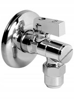 Zawór kulowy kątowy z filtrem i z nakrętką ANGEL Plus chrom 1/2"-3/8" Valvex