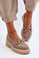 Zazoo 3429 Zamszowe Mokasyny Damskie Z Ozdobą Cappuccino-37 Zazoo