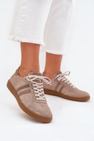 Zazoo N1068 Zamszowe Niskie Sneakersy Damskie Ciemnobeżowe-36