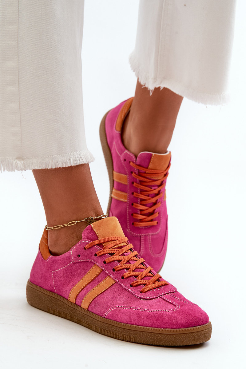 Zazoo N1068 Zamszowe Niskie Sneakersy Damskie Fuksja-40