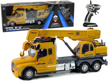 Zdalnie Sterowana Ciężarówka Dźwig Pilot 2,4G Światła Dźwięki Żółta - Lean Toys