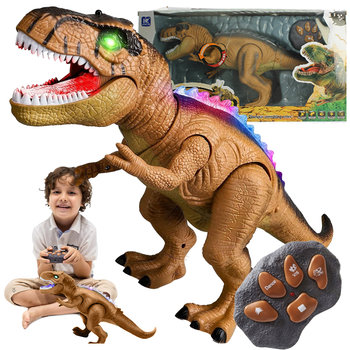 Zdalnie Sterowany Dinozaur Tyranozaur Ryczy Chodzi Brązowy  - Stator