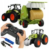 Zdalnie Sterowany TRAKTOR Ciągnik Rolniczy z Balownicą do SŁOMY Światła LED