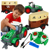 Zdalnie Sterowany Traktor Ciągnik z Przyczepą do Przewozu Zwierząt Koni LED