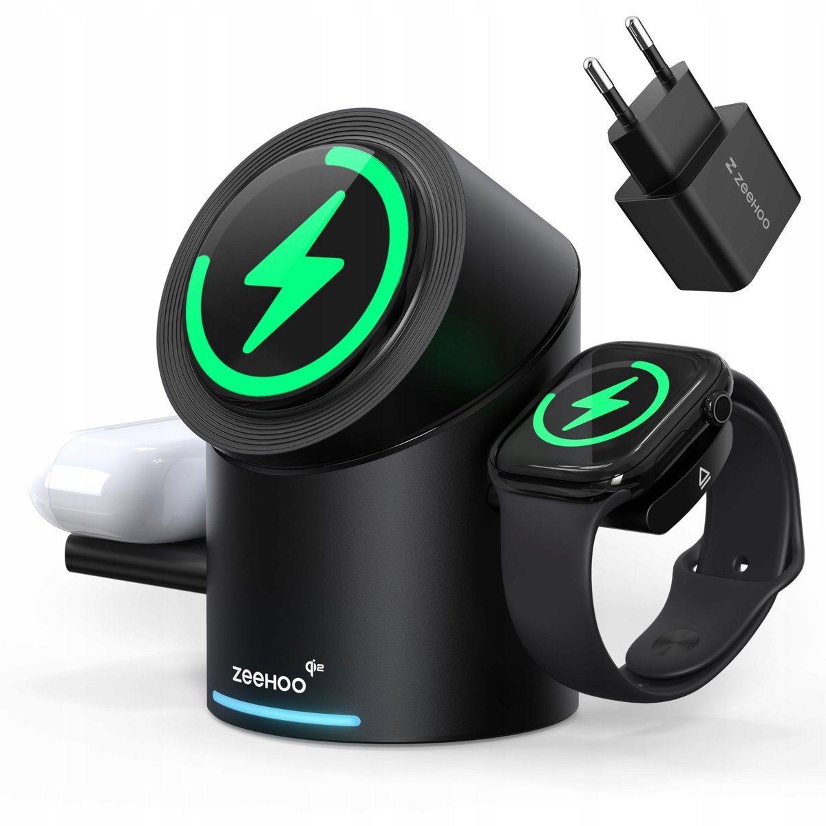 ZEEHOO Stacja Ładowania 3w1 Dla Apple Watch iPhone AirPods 15W Qi2