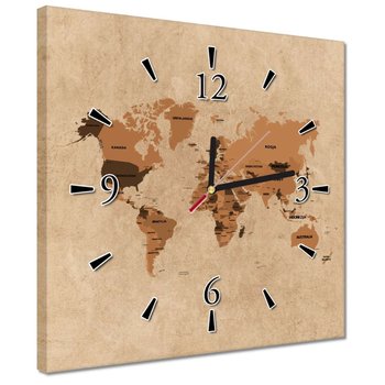 Zegar 30x30cm Polska wersja Mapy świata - ZeSmakiem