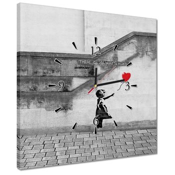 Zegar Banksy Dziewczynka Hope, 40x40cm - ZeSmakiem