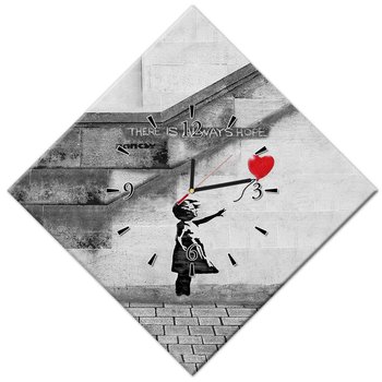 Zegar Banksy Dziewczynka Hope, 56x56cm - ZeSmakiem