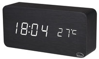 Zegar Budzik Drewniany Elektroniczny Cyfrowy Led Stojący - Termometr + Data
