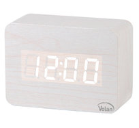 Zegar Budzik Drewniany Led Elektroniczny Cyfrowy Stojący - Termometr + Data