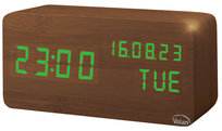 Zegar Budzik Drewniany Led Elektroniczny Cyfrowy Stojący - Termometr + Data