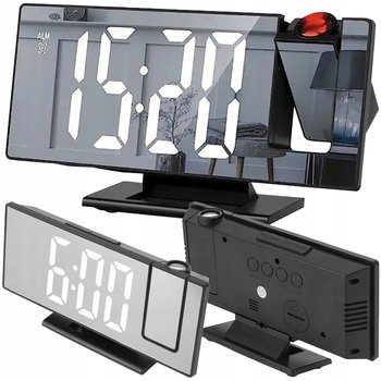 Zegar Budzik Elektroniczny Z Projektorem Led Cyfrowy Lustro Termometr 4W1 - inna (Inny)
