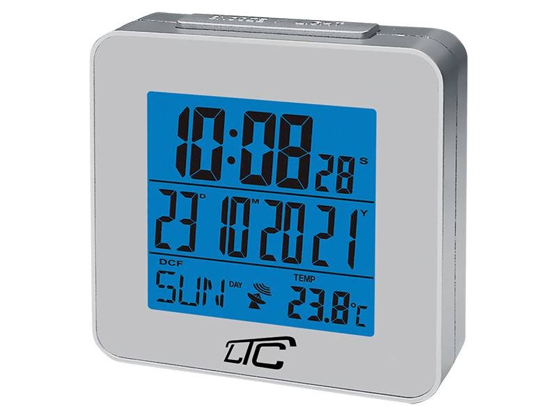 Zdjęcia - Zegar ścienny LTC Zegar budzik z termometrem  sterowany radiowo - srebrny 