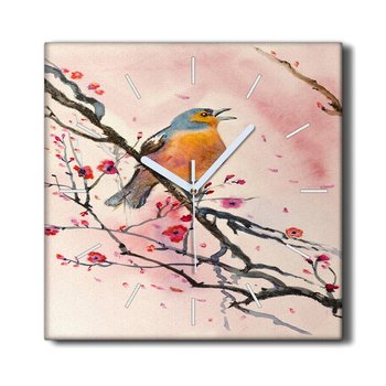 Zegar canvas cichy 30x30 Gałąź kwiaty zwierzę ptak, Coloray - Coloray