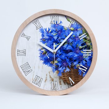 Zegar drewniany okrągły chabry w koszu fi 30 cm, Tulup - Tulup