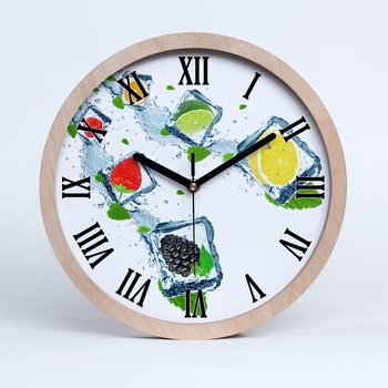 Zegar drewniany okrągły owoce w kostkach fi 30 cm, Tulup - Tulup